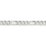 Sterling Silver 7.5mm Lightweight Flat Figaro Chain-WBC-QMB180-22