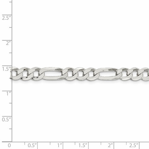 Sterling Silver 7.5mm Lightweight Flat Figaro Chain-WBC-QMB180-26