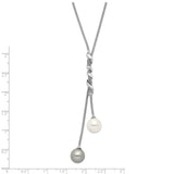 Sterling S Majestik Rh-pl 10-11mm Wht and Grey Imitat Shell Pearl Necklace-WBC-QMJN108WG-18.5