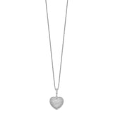 SS Rhodium-Plated CZ Brilliant Embers Heart Necklace-WBC-QMP101-18