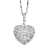 SS Rhodium-Plated CZ Brilliant Embers Heart Necklace-WBC-QMP101-18