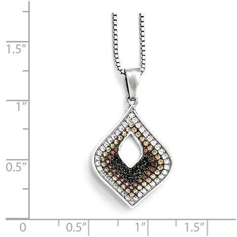 SS Rhodium-Plated CZ Brilliant Embers Necklace-WBC-QMP1280-18