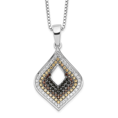 SS Rhodium-Plated CZ Brilliant Embers Necklace-WBC-QMP1280-18