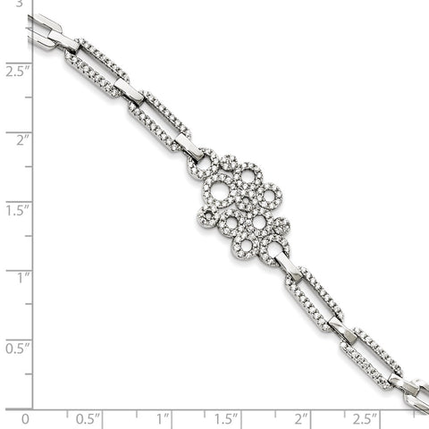 Sterling Silver & CZ Brilliant Embers Bracelet-WBC-QMP1405-7