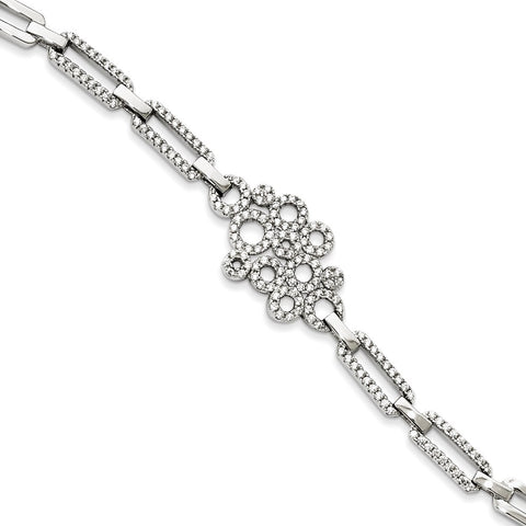 Sterling Silver & CZ Brilliant Embers Bracelet-WBC-QMP1405-7