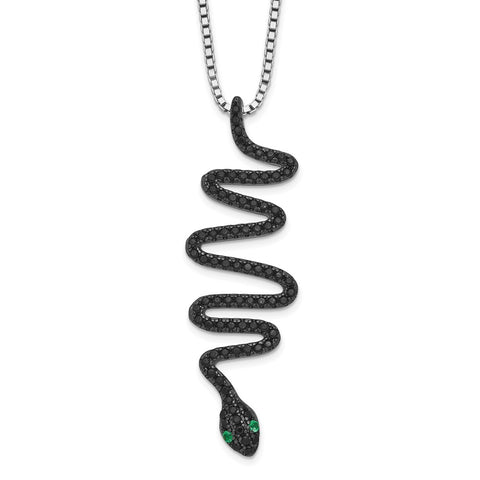 Sterling Silver Green&Black Spinel Brilliant Embers Snake Necklace-WBC-QMP1458-18