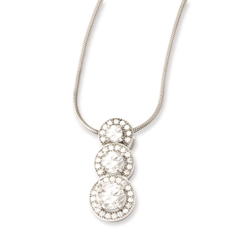 SS Rhodium-Plated CZ Brilliant Embers Necklace-WBC-QMP309-18