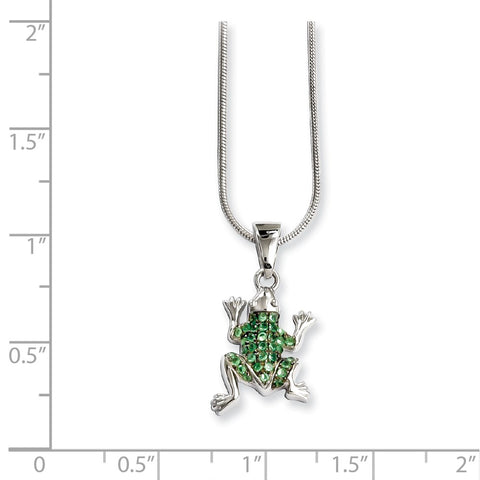 SS Rhodium-Plated CZ Brilliant Embers Frog Necklace-WBC-QMP830-18