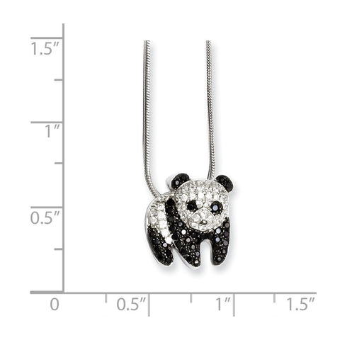 SS Rhodium-Plated CZ Brilliant Embers Panda Necklace-WBC-QMP831-18