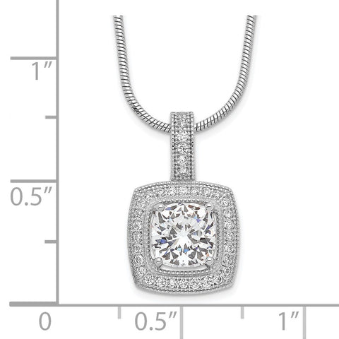 SS Rhodium-Plated & CZ Brilliant Embers Necklace-WBC-QMP902-18