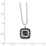 Sterling Silver Rhod Plated Black & White Diamond Pendant Necklace-WBC-QP2170