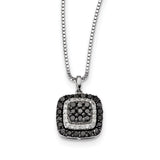 Sterling Silver Rhod Plated Black & White Diamond Pendant Necklace-WBC-QP2170