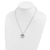 Sterling Silver Rhod Plated Black & White Diamond Pendant Necklace-WBC-QP2174