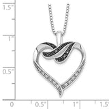 Sterling Silver Rhod Plated Black & White Diamond Pendant Necklace-WBC-QP2174