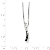 Sterling Silver Rhod Plated Black and White Diamond Pendant Necklace-WBC-QP2280