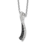 Sterling Silver Rhod Plated Black and White Diamond Pendant Necklace-WBC-QP2280