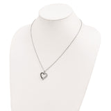 Sterling Silver Rhod Plated Black and White Diamond Heart Pendant Necklace-WBC-QP2287