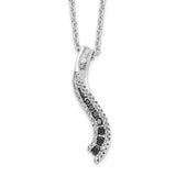 Sterling Silver Rhod Plated Black and White Diamond Pendant Necklace-WBC-QP2288