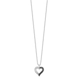 Sterling Silver Rhod Plated Black and White Diamond Heart Pendant Necklace-WBC-QP2290