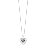 Sterling Silver Rhod Plated Black and White Diamond Heart Pendant Necklace-WBC-QP2309