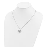 Sterling Silver Rhod Plated Black and White Diamond Heart Pendant Necklace-WBC-QP2309