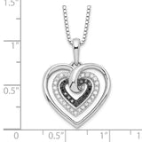 Sterling Silver Rhod Plated Black and White Diamond Heart Pendant Necklace-WBC-QP2309