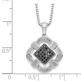 Sterling Silver Rhod Plated Black & White Diamond Pendant Necklace-WBC-QP2330