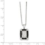 Sterling Silver Rhod Plated Black & White Diamond Pendant Necklace-WBC-QP2332