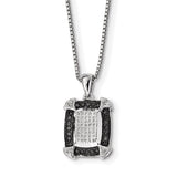 Sterling Silver Rhod Plated Black & White Diamond Pendant Necklace-WBC-QP2332