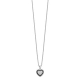 Sterling Silver Rhod Plated Black & White Diamond Heart Pendant Necklace-WBC-QP2333