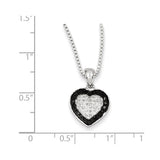 Sterling Silver Rhod Plated Black & White Diamond Heart Pendant Necklace-WBC-QP2333