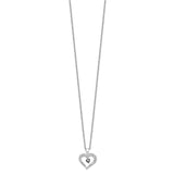 Sterling Silver Rhod Plated Black and White Diamond Heart Pendant Necklace-WBC-QP2336