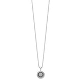 Sterling Silver Rhod Plated Black and White Diamond Circle Pendant Necklace-WBC-QP2341