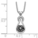 Sterling Silver Rhod Plated Black Diamond Love Knot Pendant Necklace-WBC-QP2343