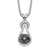 Sterling Silver Rhod Plated Black Diamond Love Knot Pendant Necklace-WBC-QP2343