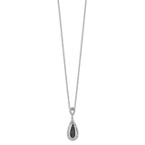 Sterling Silver RP Black and White Diamond Double Teardrop Pendant Necklace-WBC-QP2347