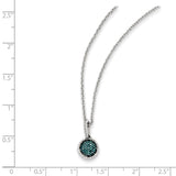 Sterling Silver Rhod Plated Blue and White Diamond Round Pendant Necklace-WBC-QP3662