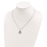 Sterling Silver Rhod Plated Blue and White Diamond Circle Pendant Necklace-WBC-QP3667