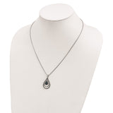 Sterling Silver Rhod Plated Blue and White Dia Teardrop Pendant Necklace-WBC-QP3674