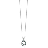 Sterling Silver Rhod Plated Blue and White Dia Triple Oval Pendant Necklace-WBC-QP3686