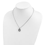 Sterling Silver Rhod Plated Blue and White Dia Triple Oval Pendant Necklace-WBC-QP3686