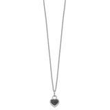 Sterling Silver Rhod Plated Black and White Diamond Heart Pendant Necklace-WBC-QP3744