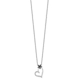 Sterling Silver Rhodium Plated Black & White Diamond Heart Pendant Necklace-WBC-QP3748