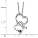 Sterling Silver Rhod Plated Black & White Diamond Pendant Necklace-WBC-QP3755