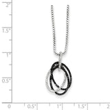 Sterling Silver Rhod Plated Black and White Diamond Triple Oval Pendant Nec-WBC-QP3775