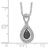 Sterling Silver Rhodium Plated Black/White Diamond Teardrop Pendant Necklac-WBC-QP3777