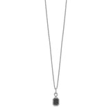 Sterling Silver Rhod Plated Black and White Diamond Rectangle Pendant Neckl-WBC-QP3808