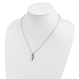 Sterling Silver Rhodium Plated Black & White Diamond Pendant Necklace-WBC-QP3841