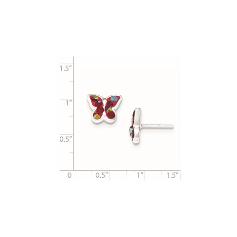 Sterling Silver Pink Crystal Butterfly Earrings-WBC-QE12974