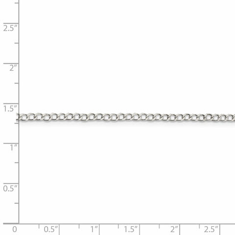 Sterling Silver 2.5mm Open D/C Curb Chain Anklet-WBC-QPE29-10
